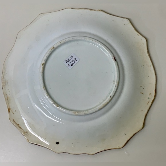 19th Century Antique Gaudy Welsh 12 Sided Scalloped Hand Painted Biscuit Tray - Picture 6 of 12